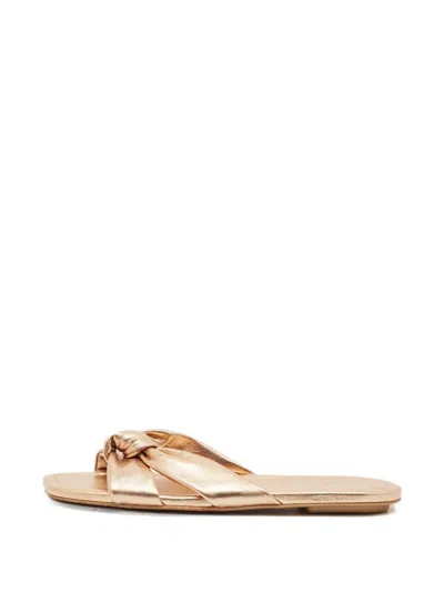 Pre-owned Stuart Weitzman Knot-detail Flat Sandals In Gold