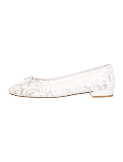 Pre-owned Stuart Weitzman Lace Ballet Flats In White
