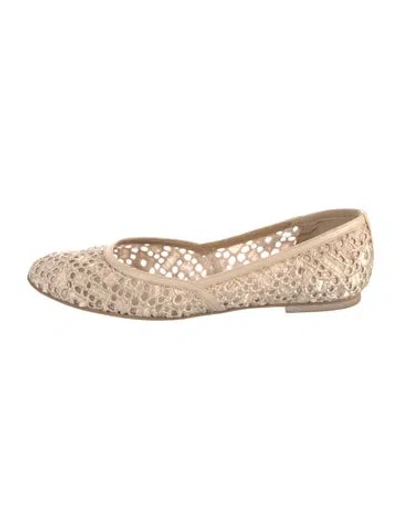 Pre-owned Stuart Weitzman Lace Lace Pattern Ballet Flats In Neutral