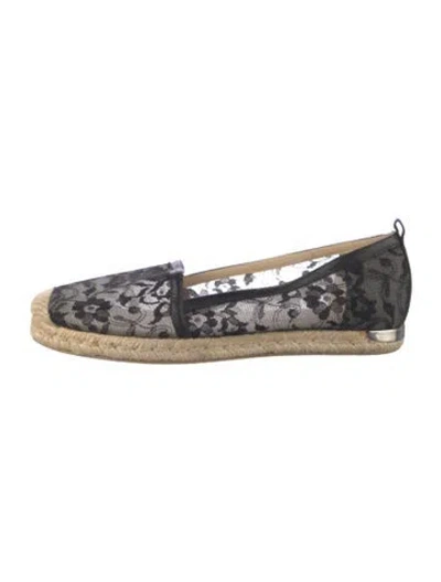 Pre-owned Stuart Weitzman Lace Lace Pattern Espadrilles In Black/neutrals