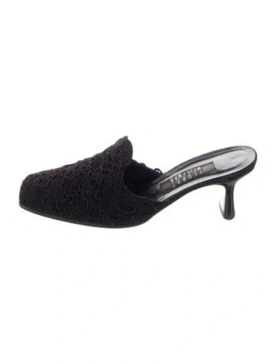 Pre-owned Stuart Weitzman Lace Lace Pattern Mules In Blue