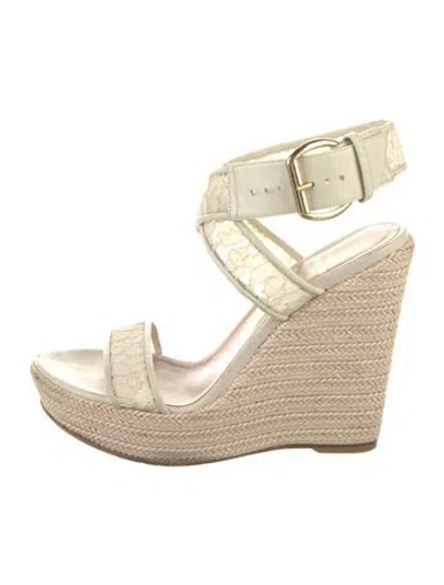 Pre-owned Stuart Weitzman Lace Lace Pattern Sandals In Neutral