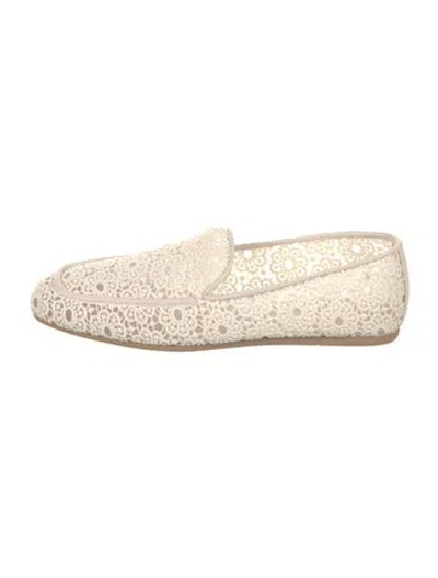 Pre-owned Stuart Weitzman Lace Loafers W/ Tags In Neutral