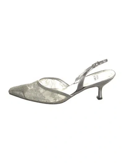 Pre-owned Stuart Weitzman Lace Pattern Slingback Flats
