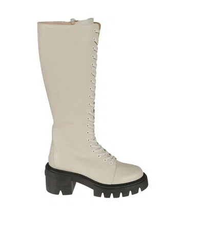 Stuart Weitzman Lace-up Detail Boots In Nude
