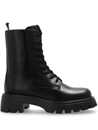 STUART WEITZMAN LACE-UP LEATHER BOOTS
