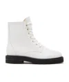 Stuart Weitzman Lace-up Leather Boots In White