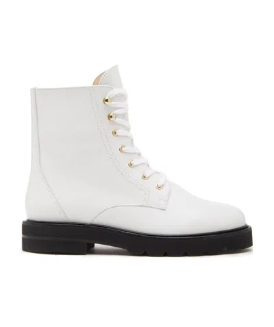 Stuart Weitzman Lace-up Leather Boots In White