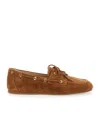 Stuart Weitzman Tinsley Moccasin Suede Loafers In Brown