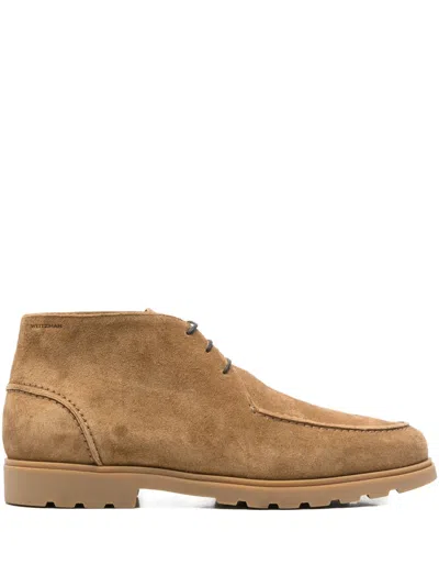 STUART WEITZMAN LACE-UP SUEDE BOOTS