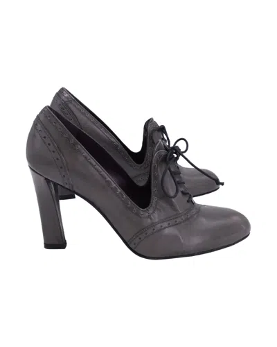 Stuart Weitzman Lace-up Wingtip Pumps In Grey Leather