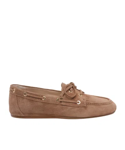 Stuart Weitzman Lace-up Suede Loafers In Brown