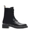Stuart Weitzman Reverie Leather Lace-up Booties In Black