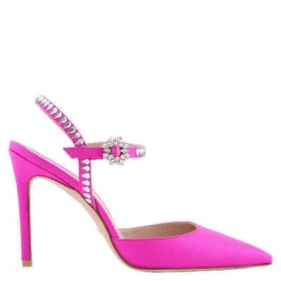 Pre-owned Stuart Weitzman Ladies Flamingo Gemcut 100 Ankle Strap Pump In Pink
