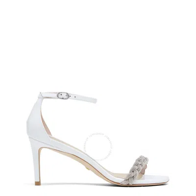 Stuart Weitzman Ladies White Nudistcurve 75 Highshine Sandals