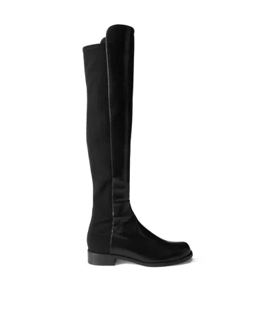 Stuart Weitzman 5050 Lift Leather And Stretch Over-the-knee Boots In Black