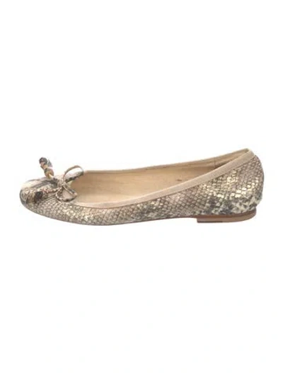 Pre-owned Stuart Weitzman Leather Animal Print Ballet Flats