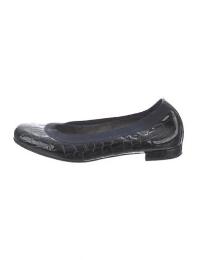 Pre-owned Stuart Weitzman Leather Animal Print Ballet Flats In Black