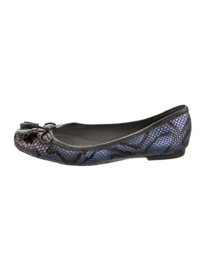 Pre-owned Stuart Weitzman Leather Animal Print Ballet Flats In Blue