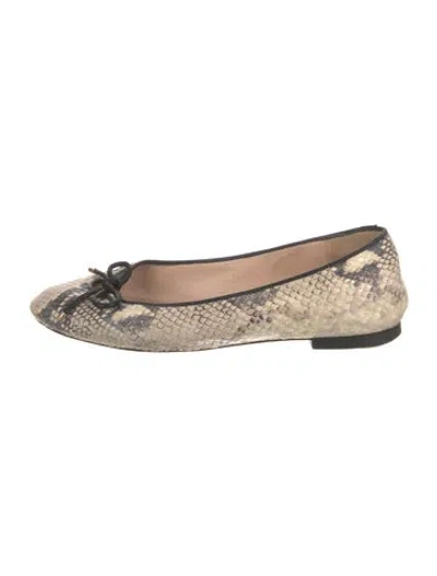 Pre-owned Stuart Weitzman Leather Animal Print Ballet Flats In Neutral
