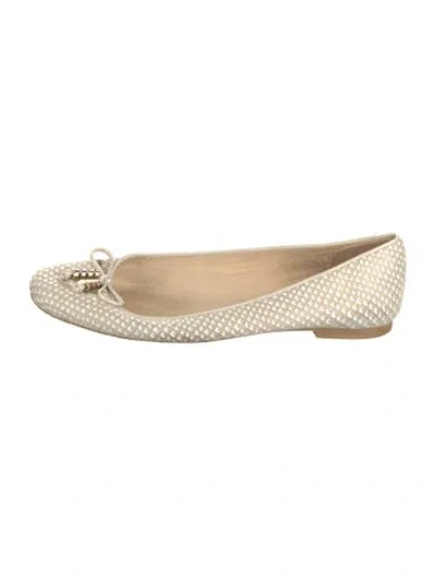 Pre-owned Stuart Weitzman Leather Animal Print Ballet Flats In Neutral