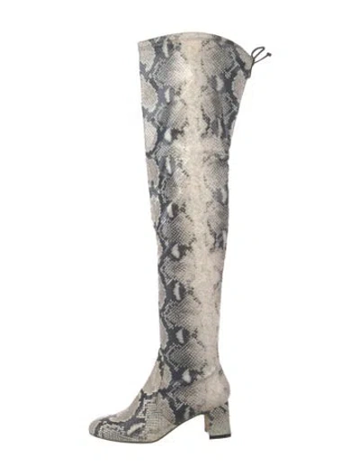 Pre-owned Stuart Weitzman Leather Animal Print Boots
