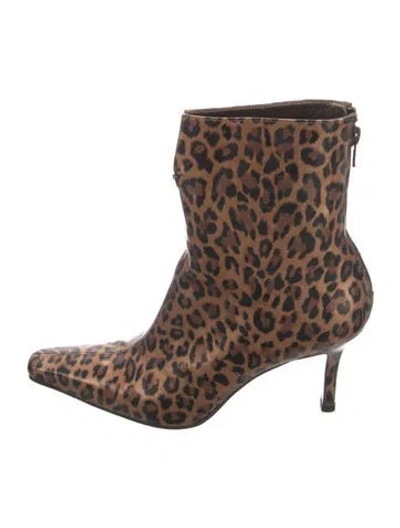 Pre-owned Stuart Weitzman Leather Animal Print Boots In Brown