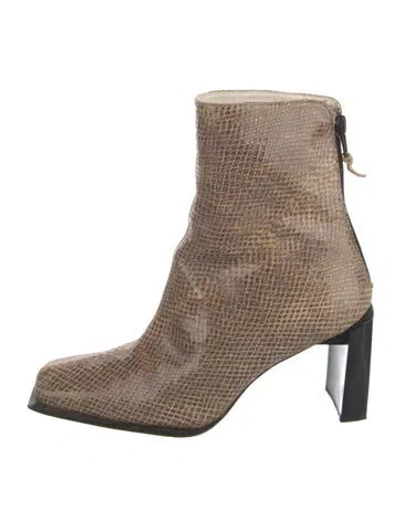Pre-owned Stuart Weitzman Leather Animal Print Boots In Neutral