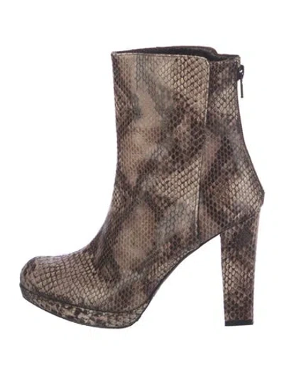 Pre-owned Stuart Weitzman Leather Animal Print Boots In Neutral