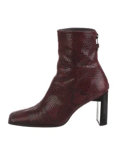 Pre-owned Stuart Weitzman Leather Animal Print Boots In Red