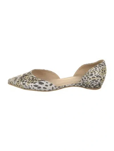 Pre-owned Stuart Weitzman Leather Animal Print D'orsay Flats In Neutral