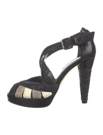 Pre-owned Stuart Weitzman Leather Animal Print D'orsay Pumps In Black