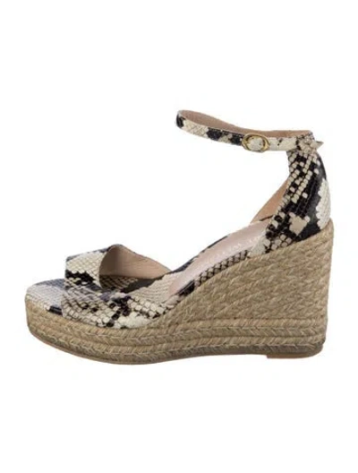 Pre-owned Stuart Weitzman Leather Animal Print Espadrilles In Neutrals