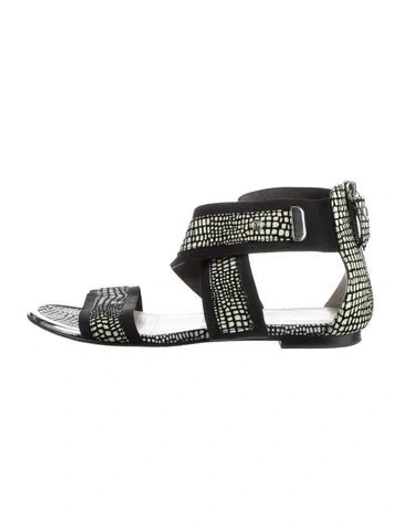 Pre-owned Stuart Weitzman Leather Animal Print Gladiator Sandals In Multi