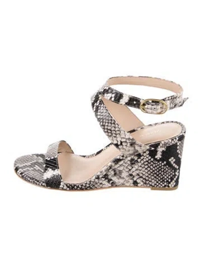 Pre-owned Stuart Weitzman Leather Animal Print Gladiator Sandals In Neutral