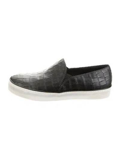 Pre-owned Stuart Weitzman Leather Animal Print Loafers In Black