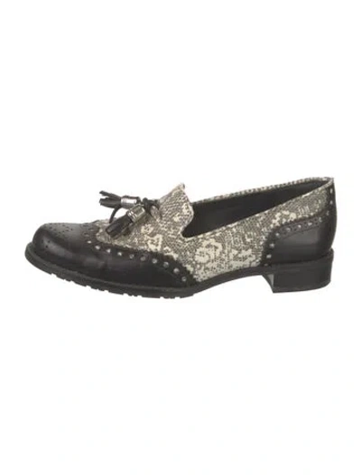 Pre-owned Stuart Weitzman Leather Animal Print Loafers In Multi