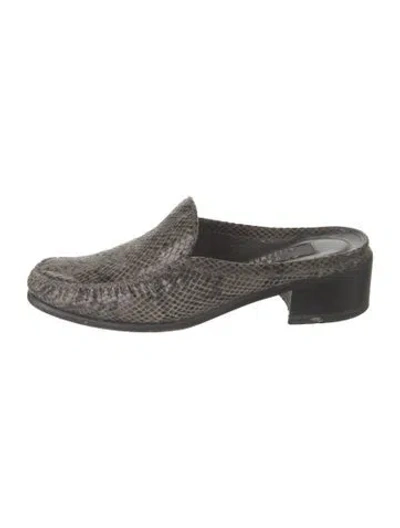 Pre-owned Stuart Weitzman Leather Animal Print Mules In Neutrals