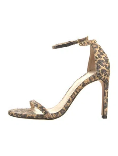 Pre-owned Stuart Weitzman Leather Animal Print Sandals