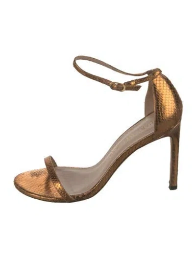 Pre-owned Stuart Weitzman Leather Animal Print Sandals