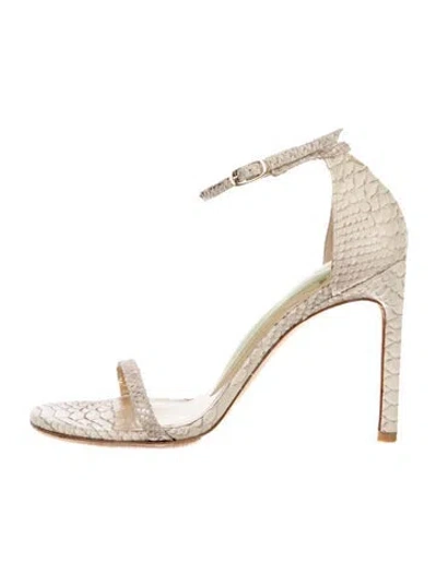Pre-owned Stuart Weitzman Leather Animal Print Sandals In Neutral
