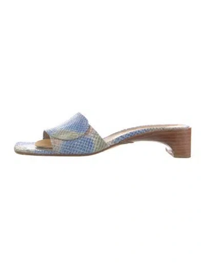 Pre-owned Stuart Weitzman Leather Animal Print Slides