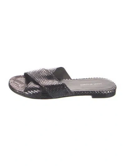 Pre-owned Stuart Weitzman Leather Animal Print Slides In Multicolor