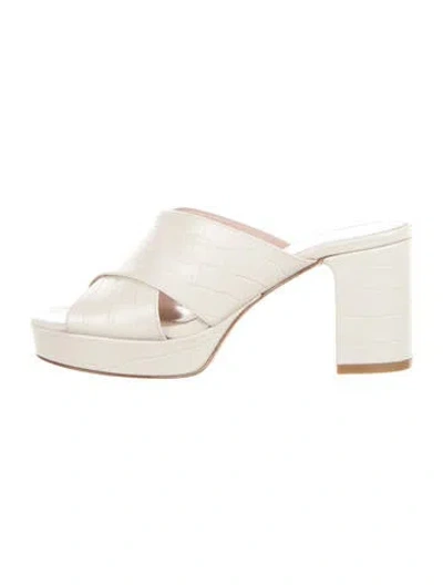 Pre-owned Stuart Weitzman Leather Animal Print Slides In Neutrals
