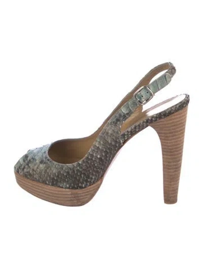 Pre-owned Stuart Weitzman Leather Animal Print Slingback Pumps In Neutral