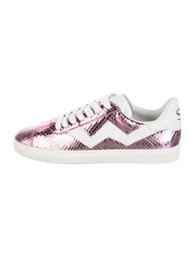 Pre-owned Stuart Weitzman Leather Animal Print Sneakers In Metallic/pink