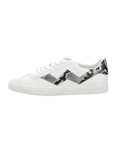 Pre-owned Stuart Weitzman Leather Animal Print Sneakers In White