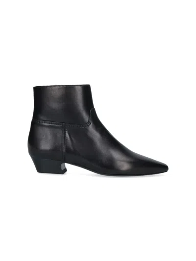 Stuart Weitzman Leather Ankle Boots In Black