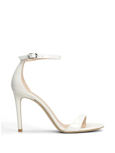 Stuart Weitzman Leather Ankle-strap Sandals In White