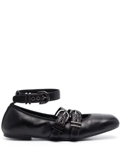 Stuart Weitzman Leather Ballerina Shoes In Black